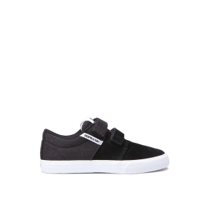 Supra STACKS II VULC VELCRO Lave Sneakers Barn Svart/Hvite/Hvite | NO-41218